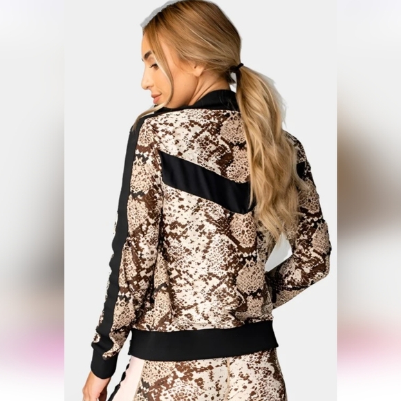 Buddy Love Vonn Elastic Track Jacket In Slither Brown & Black Snake Print Size M - Picture 12 of 13